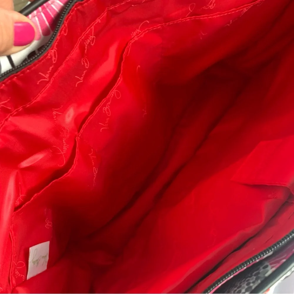 Vera Bradley Pink & Red, Gray, Black & White Floral Tote Bag w/Leather Handles - Picture 7 of 12